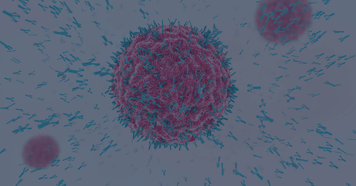 A Cancer cell with flow cytometry antibodies attaching for analysis.